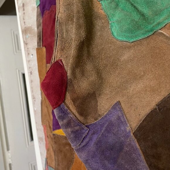 Vintage 70s Suede Patchwork Groovy Jeans Men's 28 - Disco Flare Handmade OOAK - Picture 7 of 15